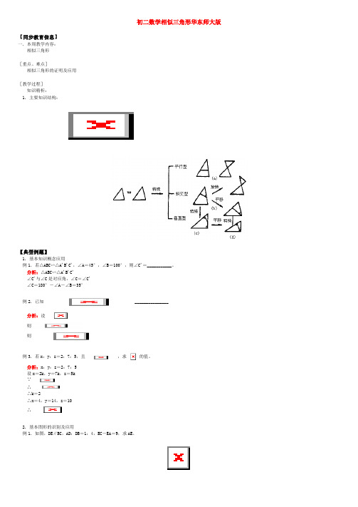 八年级数学相似三角形华东师大版知识精讲