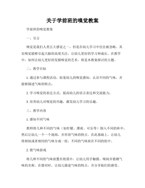 关于学前班的嗅觉教案