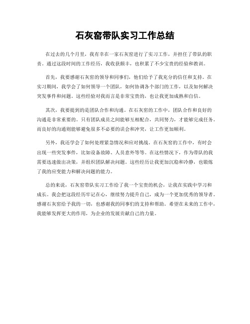 石灰窑带队实习工作总结