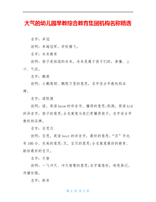 大气的幼儿园早教综合教育集团机构名称精选