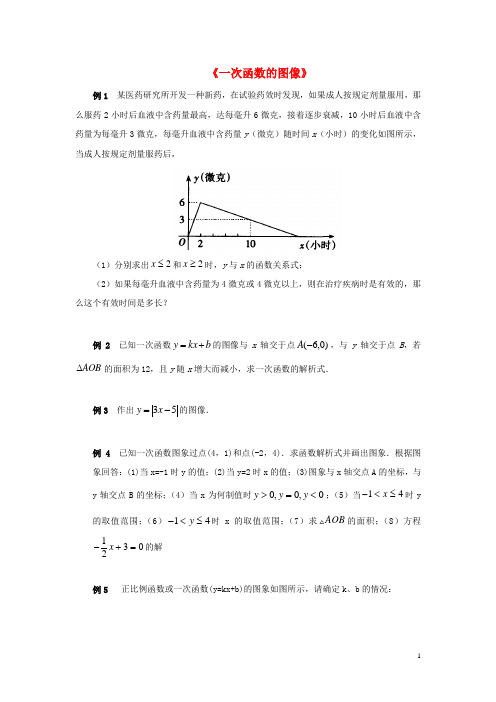 八年级数学上册6.3一次函数的图像典型例题素材新版苏科版