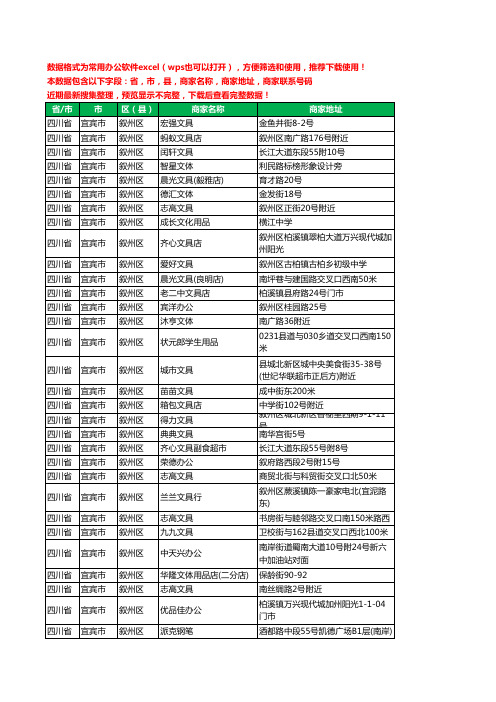 2020新版四川省宜宾市叙州区文具工商企业公司商家名录名单黄页联系电话号码地址大全93家