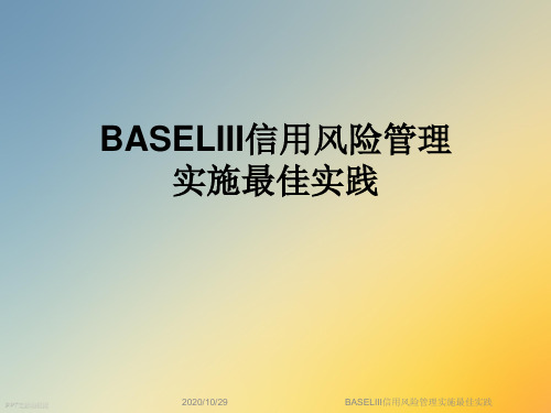 BASELIII信用风险管理实施最佳实践