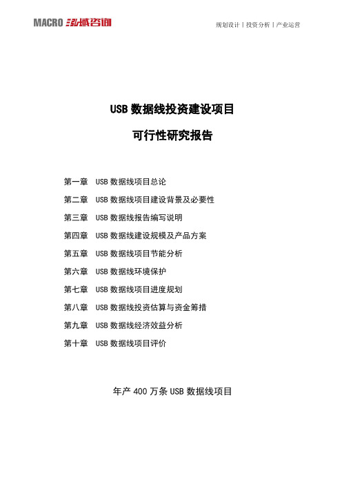 USB数据线投资建设项目可行性研究报告