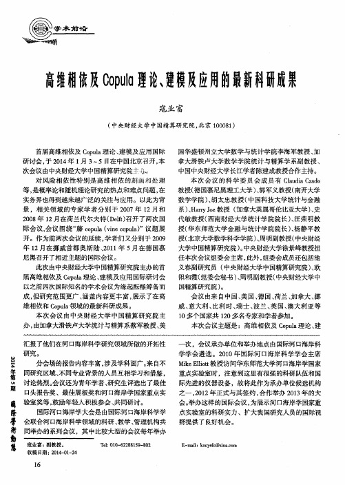 高维相依及Copula理论、建模及应用的最新科研成果