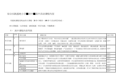 综合实践基地小学-初中-高中活动课程内容.doc