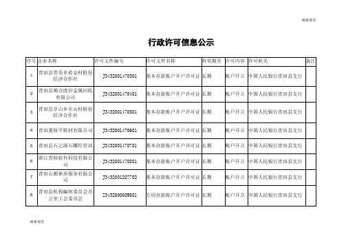 行政许可信息公示.doc