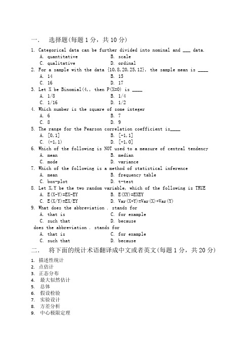 人大在职硕专业英语考试