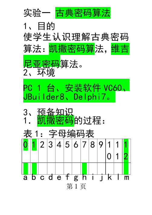 密码学-实验一古典密码算法