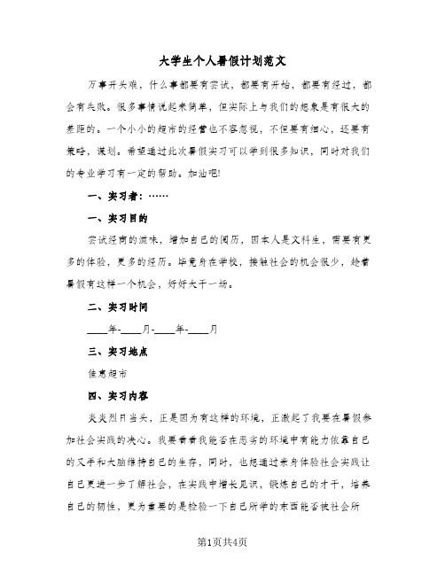 大学生个人暑假计划范文（2篇）