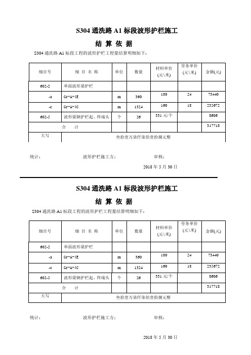 道路波形护栏工程量结算