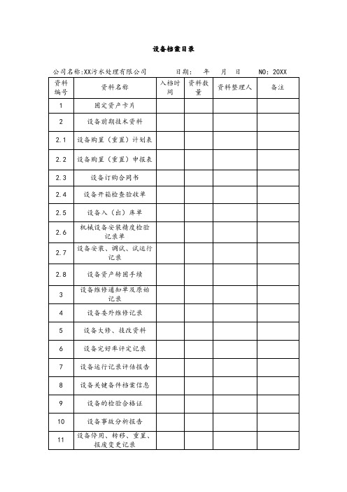 设备档案目录