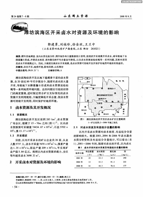 潍坊滨海区开采卤水对资源及环境的影响