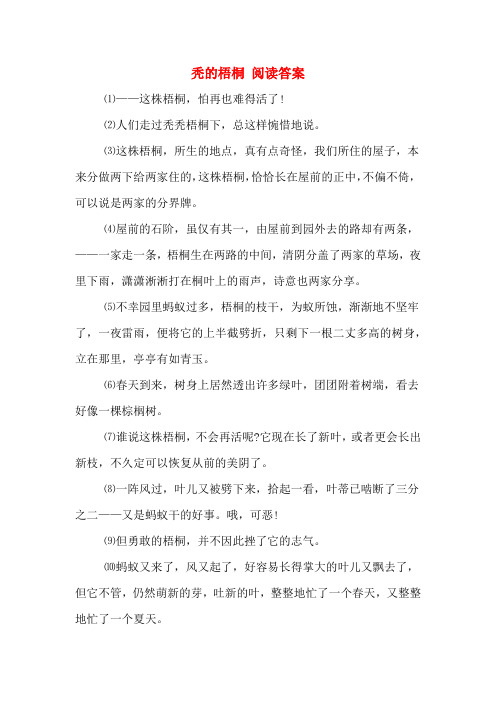 秃的梧桐 阅读答案