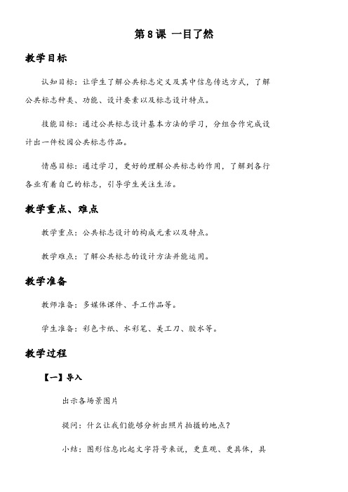 江苏少年儿童出版社初中美术八年级下册(春) 第课 一目了然-说课一等奖