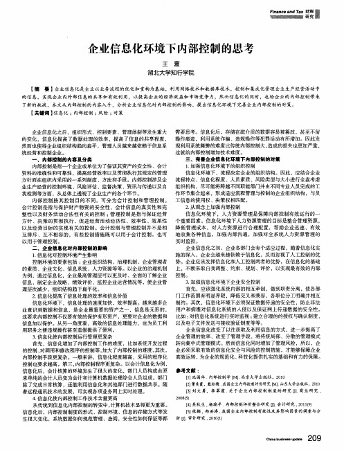 企业信息化环境下内部控制的思考