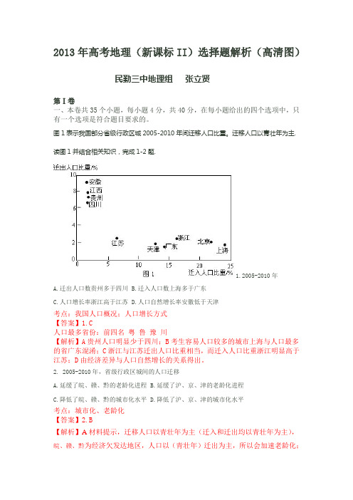 2013年高考甘肃地理选择题详解(新课标2卷)