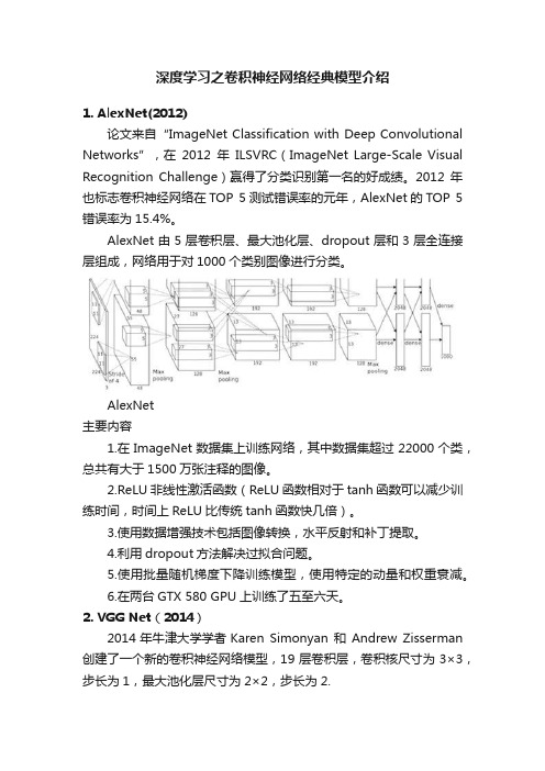 深度学习之卷积神经网络经典模型介绍