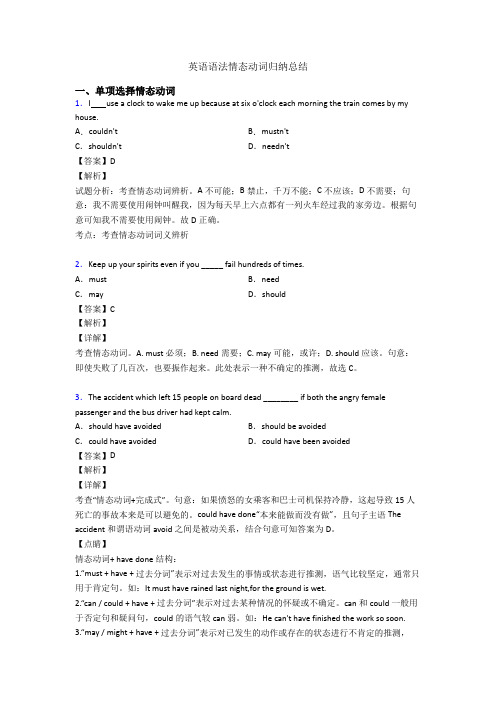 英语语法情态动词归纳总结