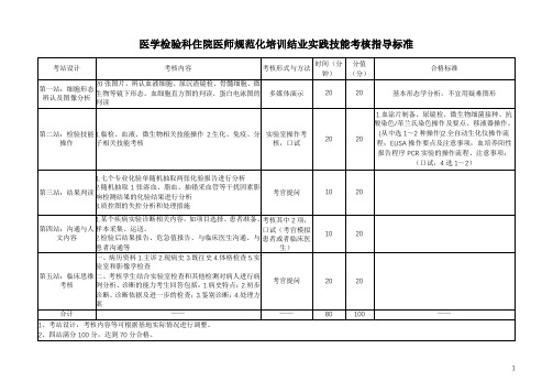 医学检验科住院医师规范化培训结业实践技能考核指导标准