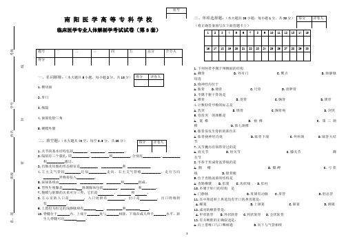 临床医学专业人体解剖学考试试卷3