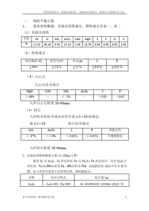 (新)高碳铬铁物料平衡计算