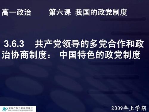 3.6.3 高一第六课  我国的政党制度