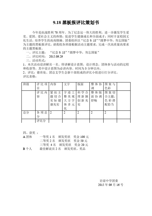 黑板报评比策划书