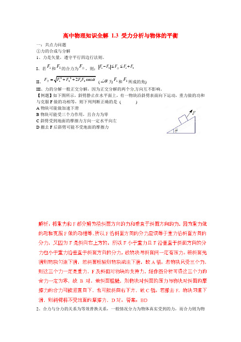 最新-高中物理知识全解 13 受力分析与物体的平衡 精品