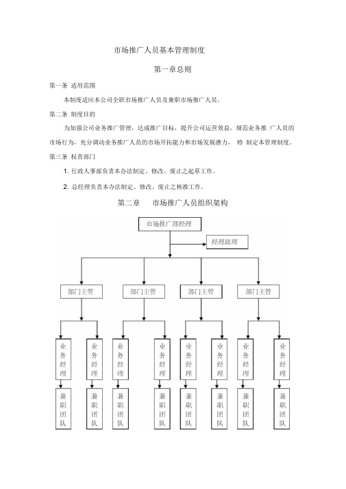 市场推广人员管理制度