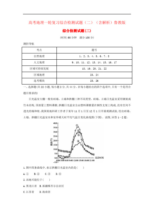 高考地理一轮复习综合检测试题(二)(含解析)鲁教版