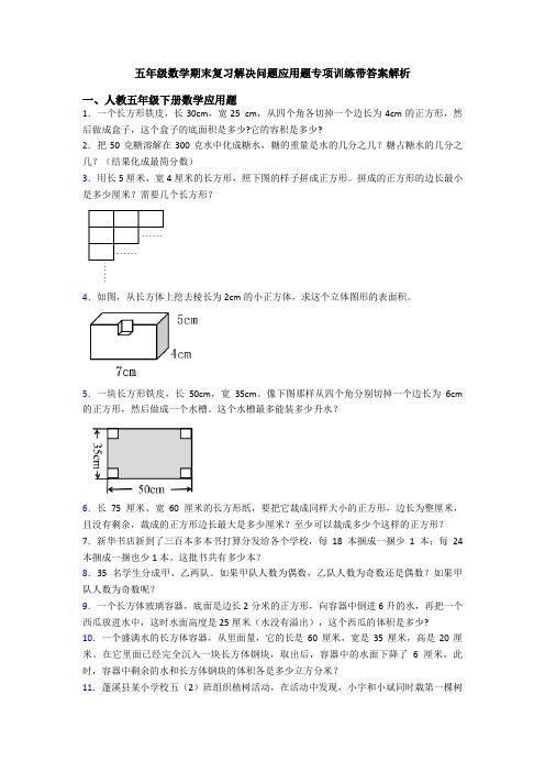 五年级数学期末复习解决问题应用题专项训练带答案解析