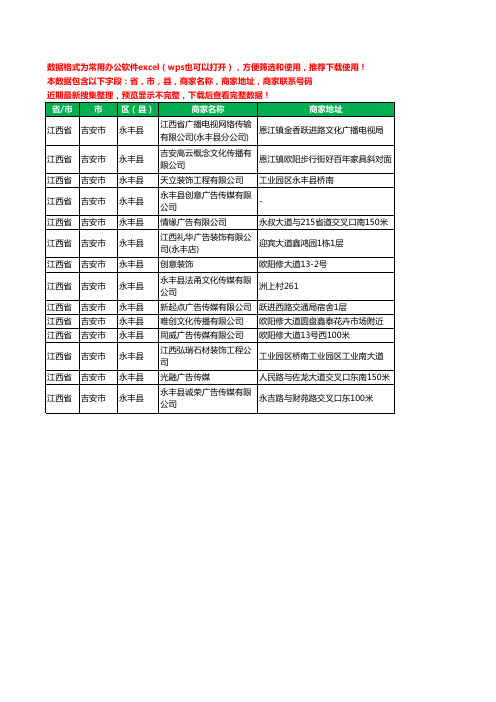 2020新版江西省吉安市永丰县文化传媒有限公司工商企业公司商家名录名单黄页联系电话号码地址大全14家