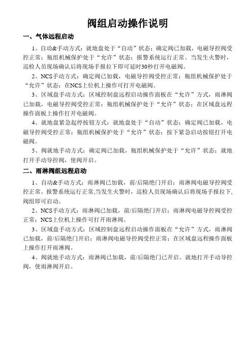 阀组启动操作说明