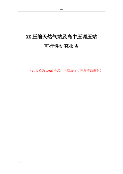 XX压缩天然气站及高中压调压站可行性研究报告