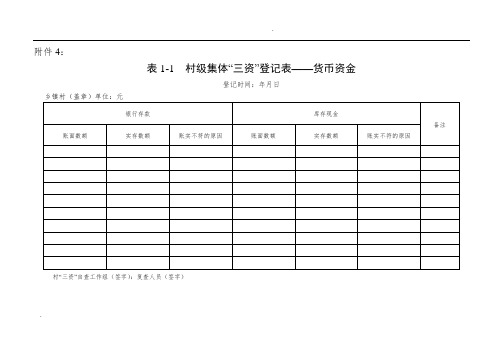 三资清理表格