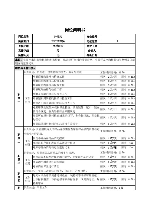 外检员岗位专项说明书