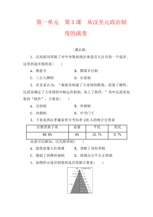 人教版历史必修一课后练习附解析第一单元  第3课