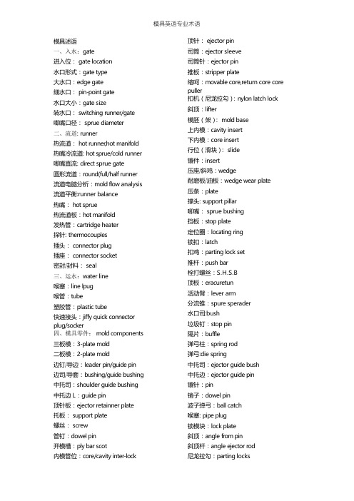 模具专业英文术语大全