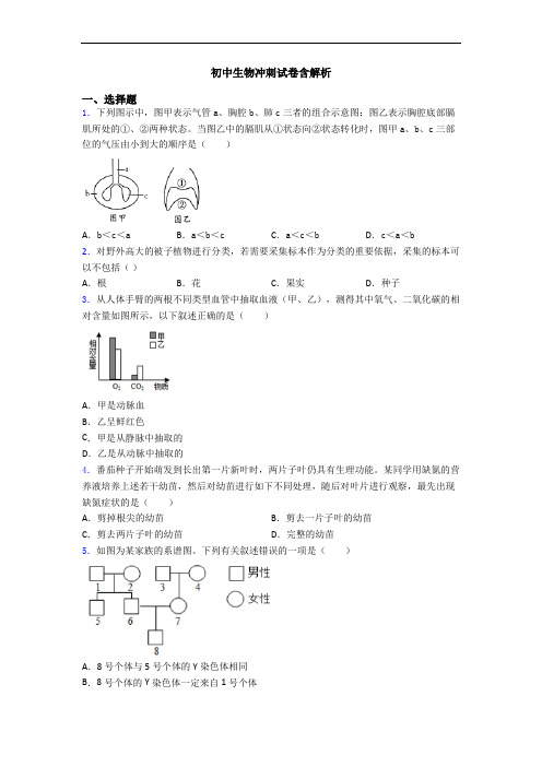 初中生物冲刺试卷含解析