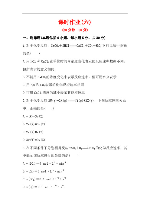 讲练通高中化学苏教选修配套课时作业： 化学反应速率的表示方法 含解析