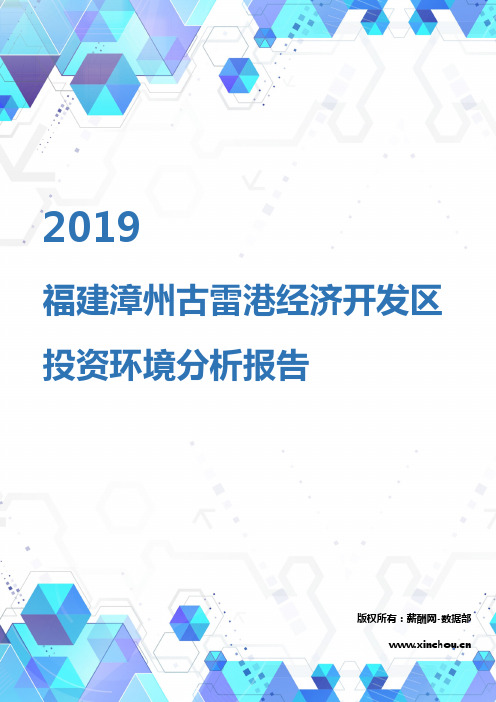 2019年福建漳州古雷港经济开发区投资环境报告