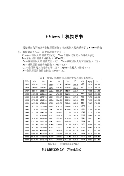 Eviews6上机指导书