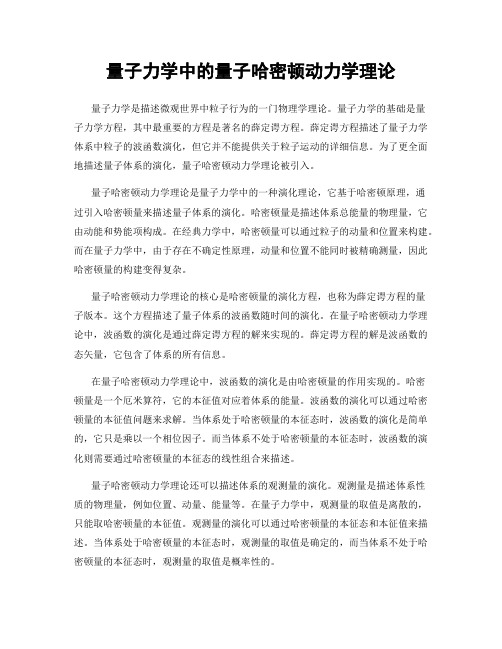 量子力学中的量子哈密顿动力学理论