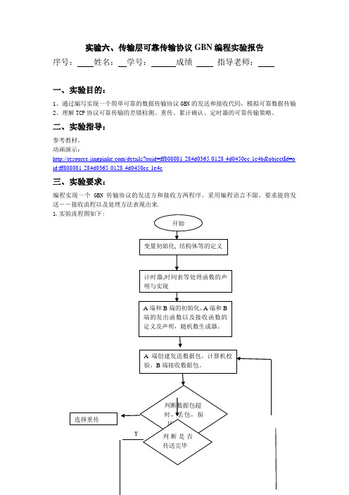 云南大学软件学院计算机网络原理实验六实验报告