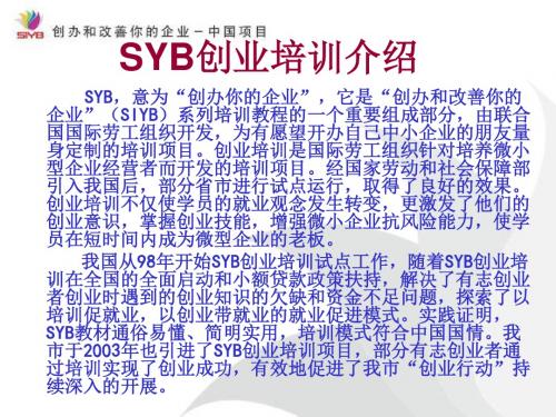 SYB创业培训课件(ppt)