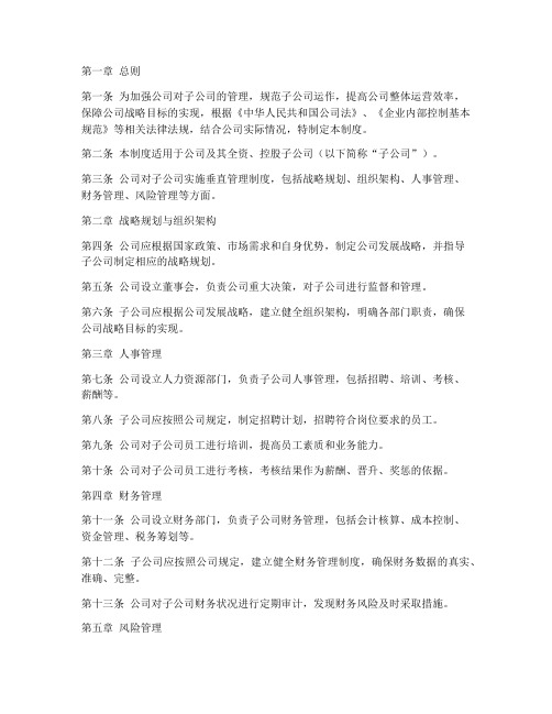 公司对子公司垂直管理制度