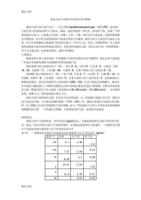 (整理)液化石油气详细介绍及相关理化数据