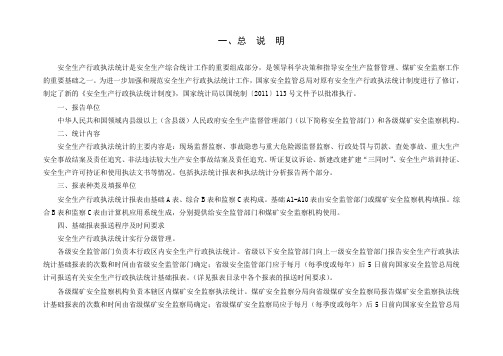 安全生产行政执法统计表(含解释和说明)