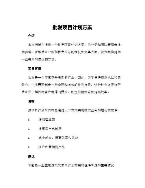 批发项目计划方案